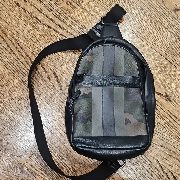 Coach Men's Charles Black and Green Camouflage Backpack - Picture 2 of 8